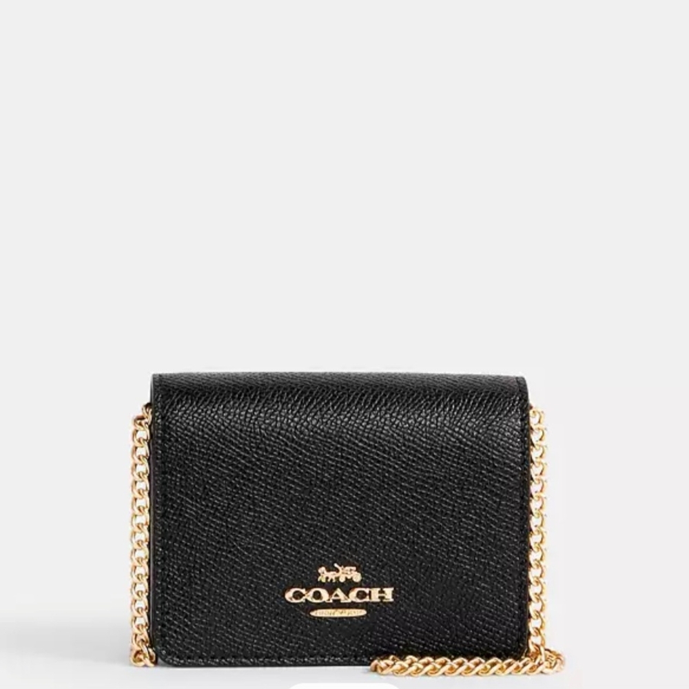 Coach Black Leather Chain Bag NWT